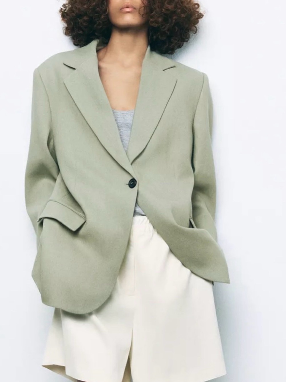Zara NEW Sea Green Linen Blazer